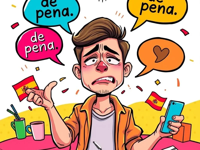 Illustration of the expression "de pena"