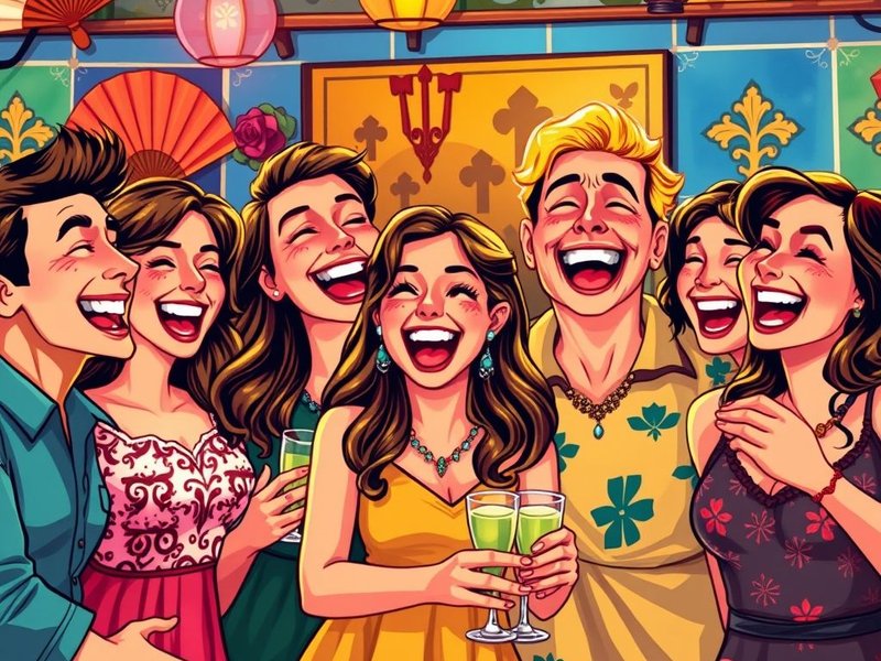 An illustrative image of the adjectival phrase "de risa"